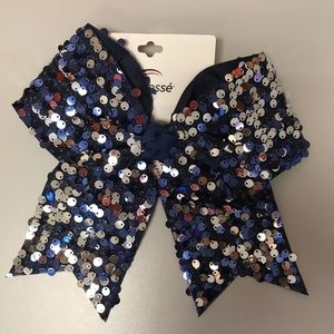Navy and Silver bow